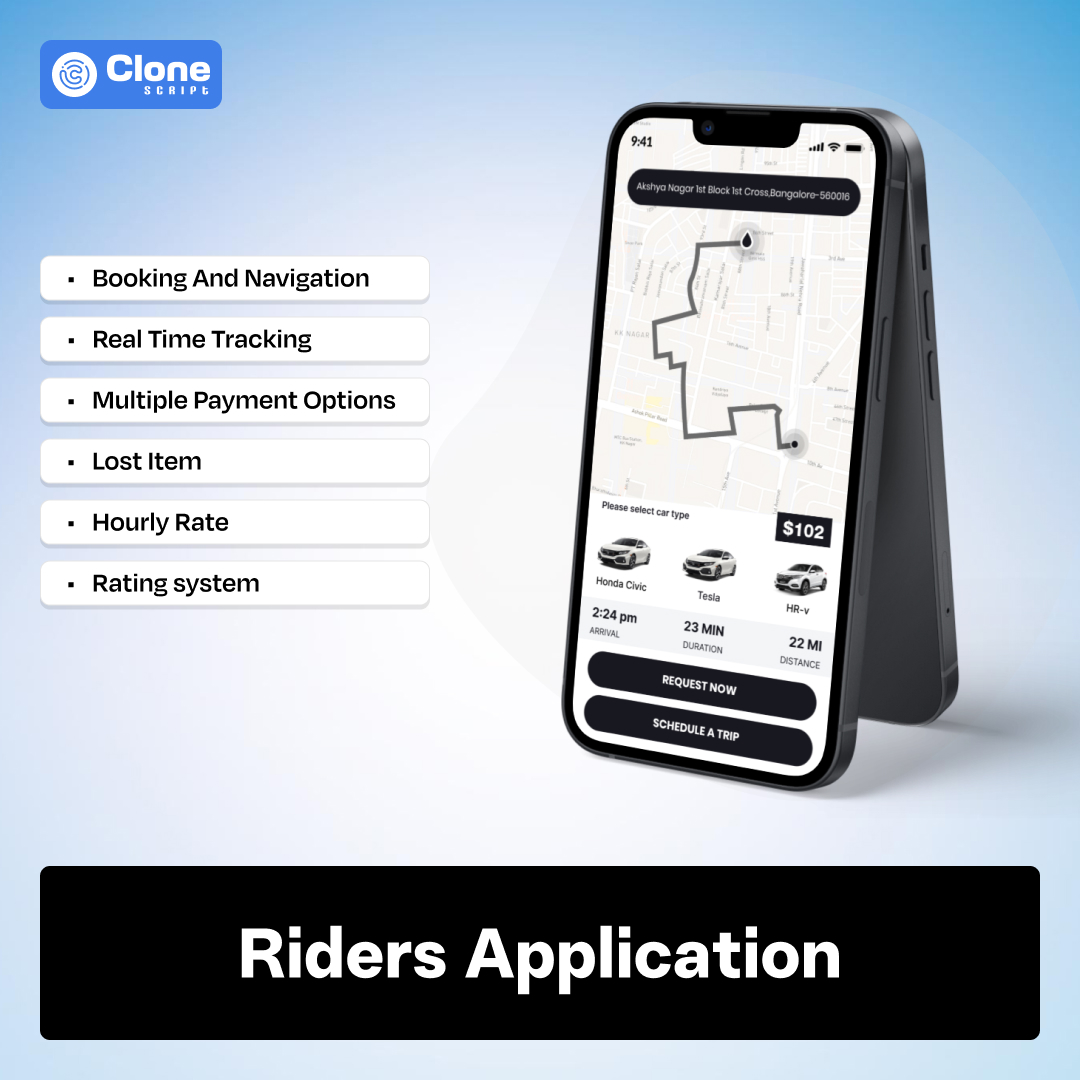 Easy to use rider application interface of taxi booking platform makes the UX more enhanced.