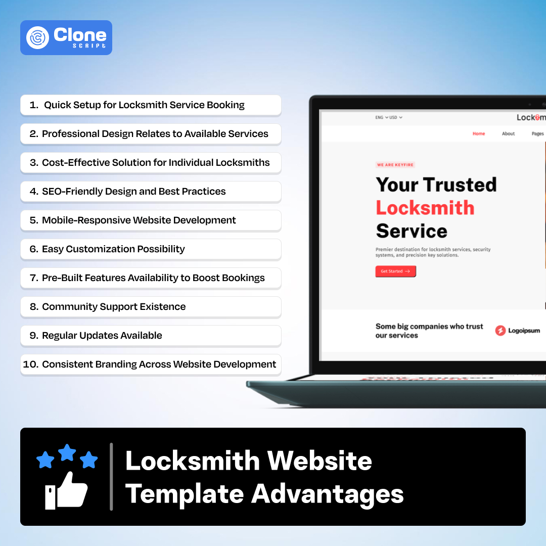 Locksmith website template benefits to understand before a web development service purchase decision.