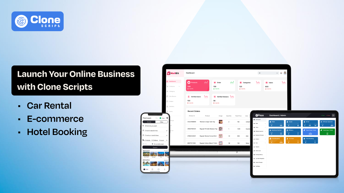 Launch Your Online Business with These Car Rental, E-commerce & Hotel Booking Clone Scripts