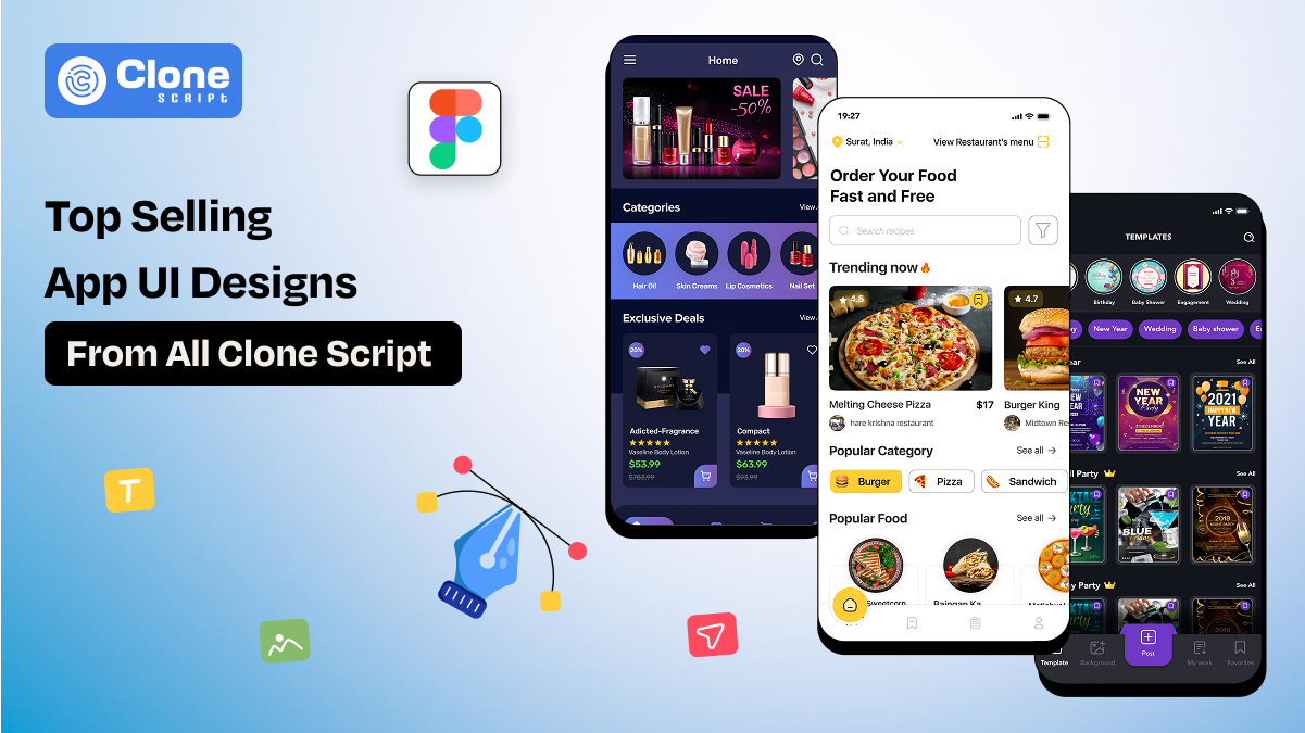 Top Selling App UI Designs from All Clone Script