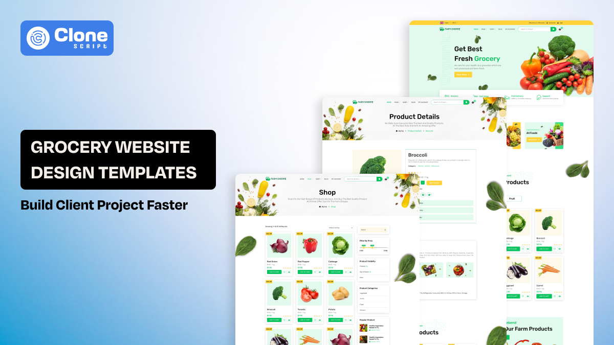 Grocery Store Website Design Template to Build Client Projects Faster