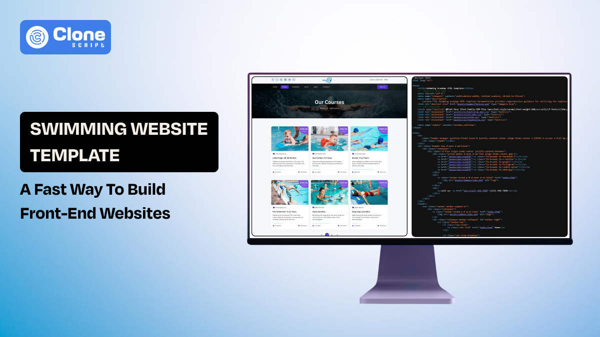Swimming Website Template: Useful for Front-end Websites Development