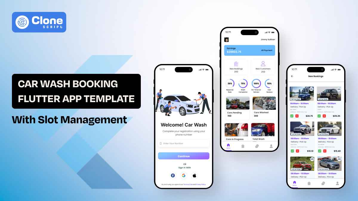 Car Wash Booking Flutter App Template with Slot Management