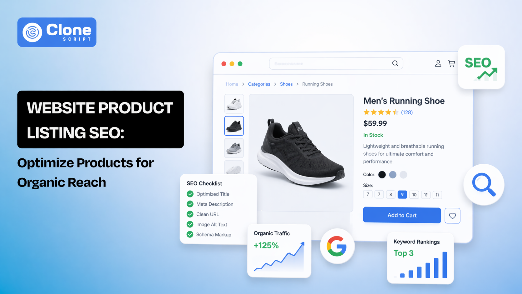 Website product listing page search optimization to boost the online reach.