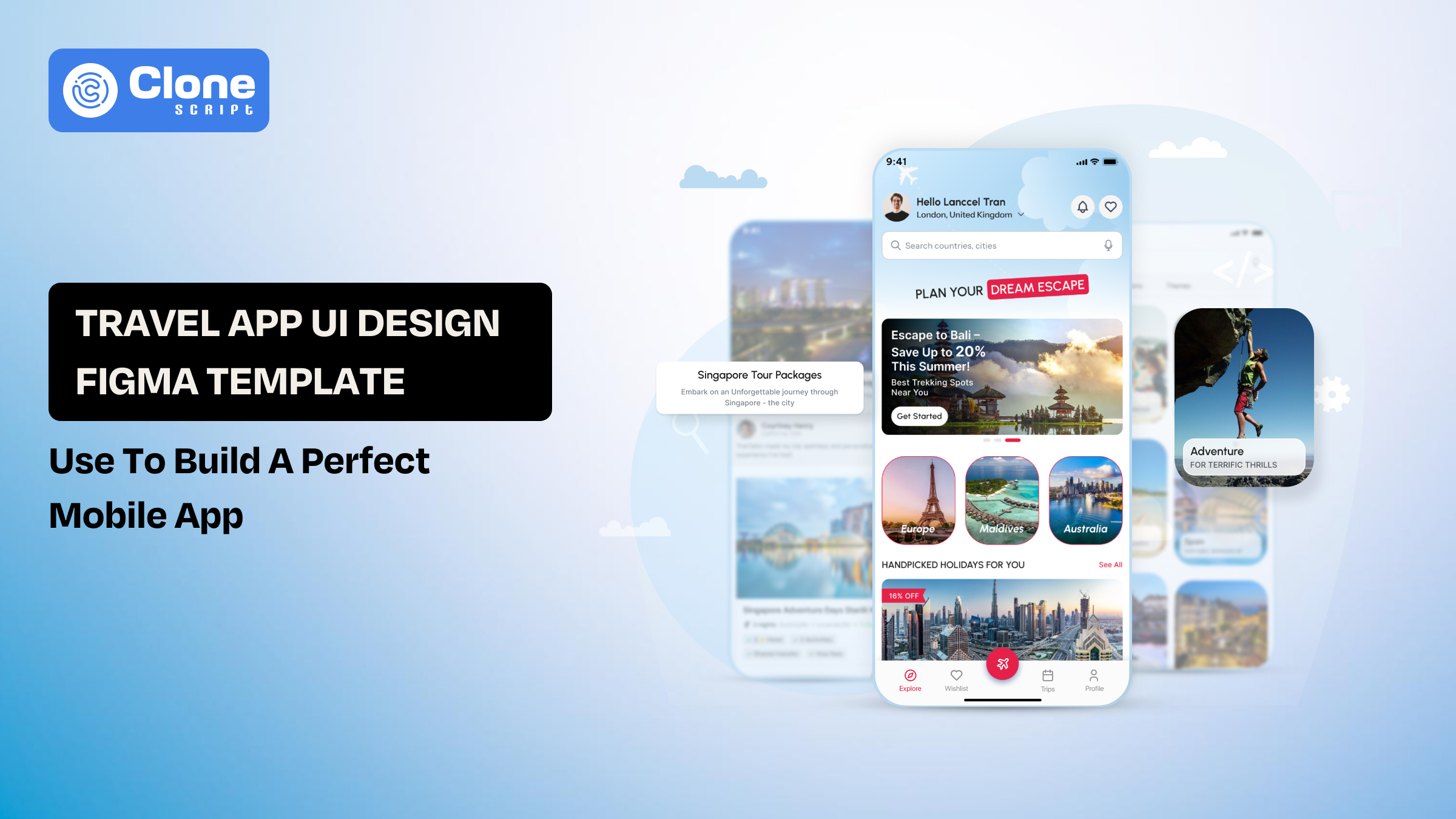Use a Figma-built travel booking app UI template with components and professionally designed visual assets.