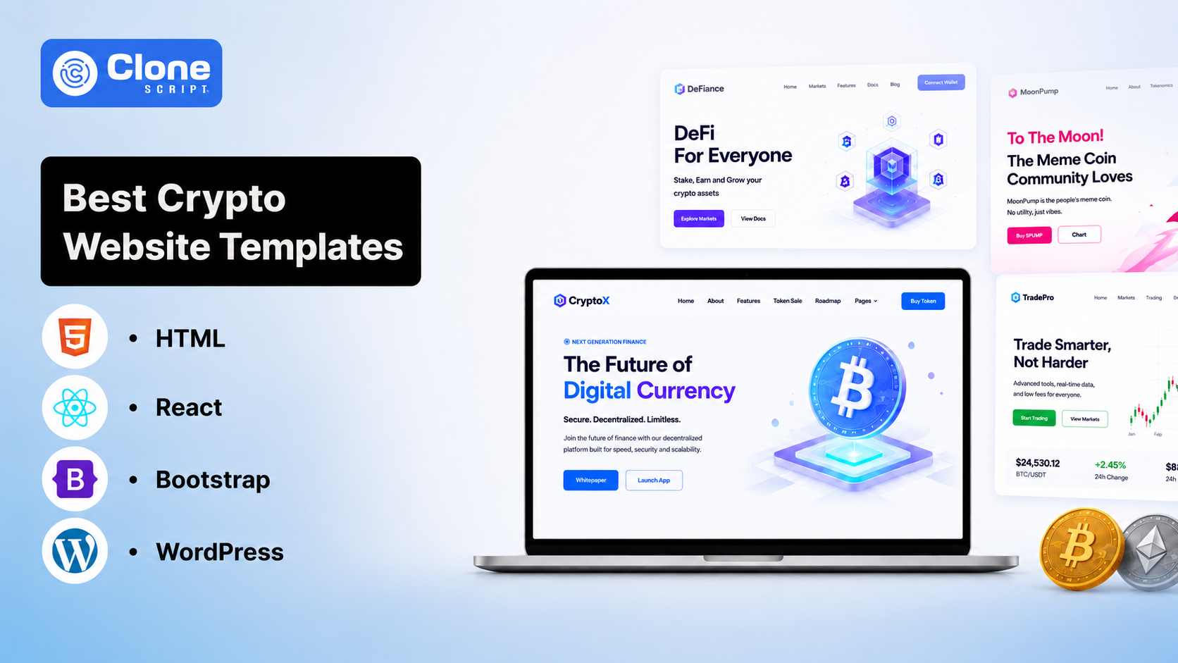 10 Best Crypto Website Templates in HTML, React, Bootstrap, and WordPress