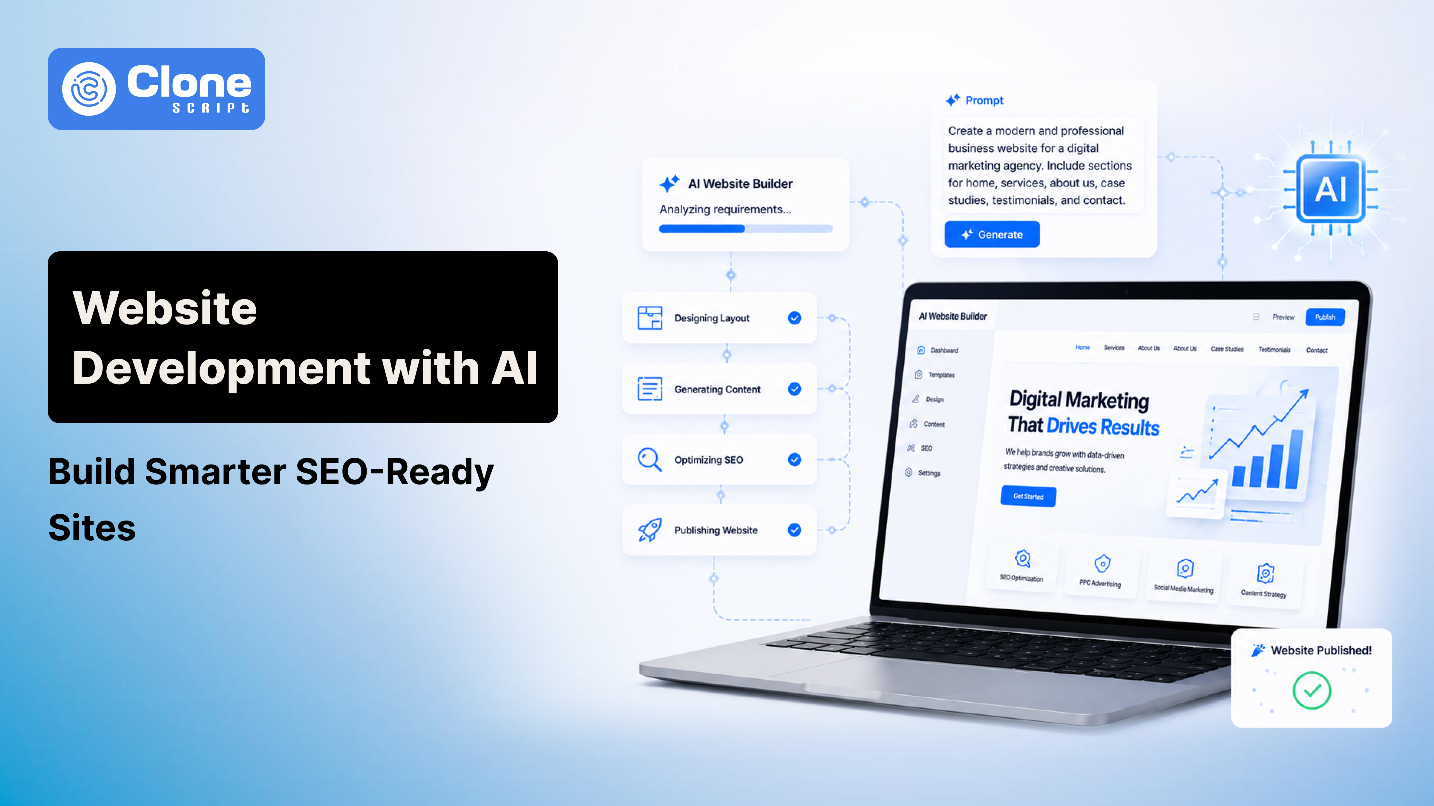 Website Development with AI: Build Smarter, Faster, and SEO-Ready Sites